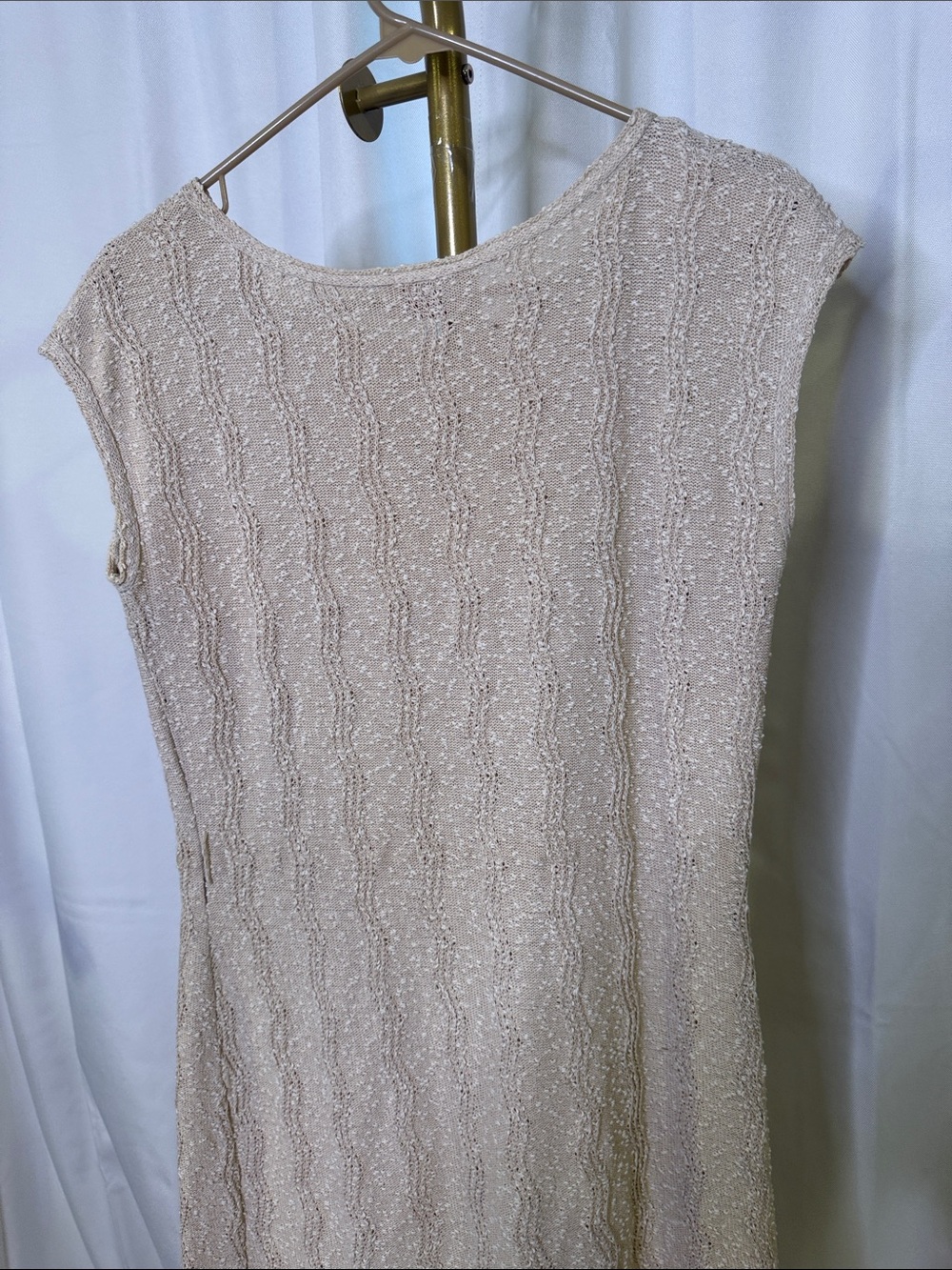 Vintage Jantzen Cream Textured Pointelle Knit Sleeveless Dress Made in Canada - Picture 6 of 6